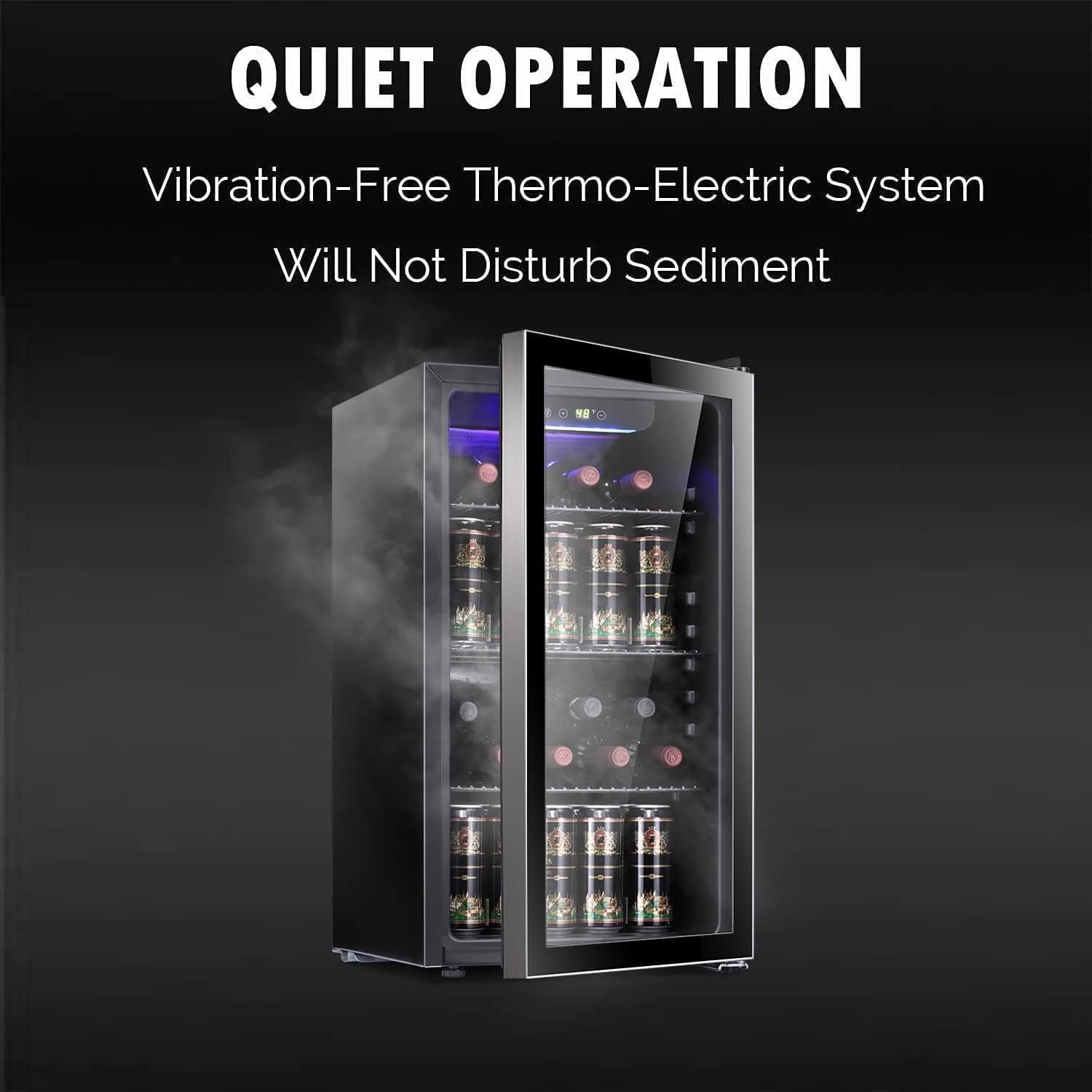Antarctic Star 26 Bottle 130 Can Wine Cooler/Cabinet Beverage Refrigerator Mini Wine Cellar Beer Soda Clear Glass Door Bar Fridge Quiet Compressor Adjust Temp Freestanding Indoor Use 3.2cu.ft Black - Image 2