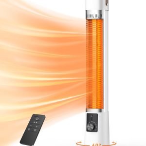 Patio Heater for Outdoor Use, Electric Space Heater Indoor, Portable Infrared Heater with 60-Degree Oscillation, Timer, Remote, for Patio, Gazebo, Chalky