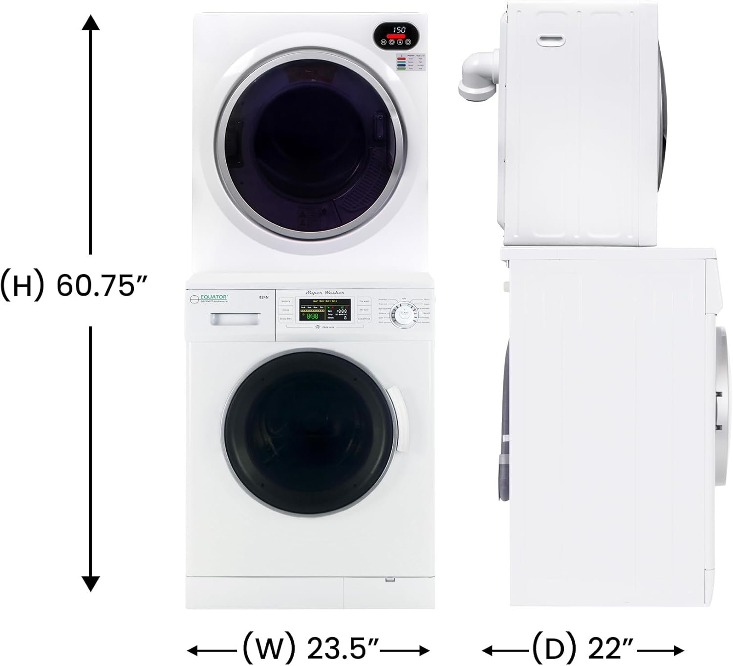 Equator 110V Digital Ultra Compact Set Washer 1.57cf+Vented Sensor Dryer 2.6cf - Image 6