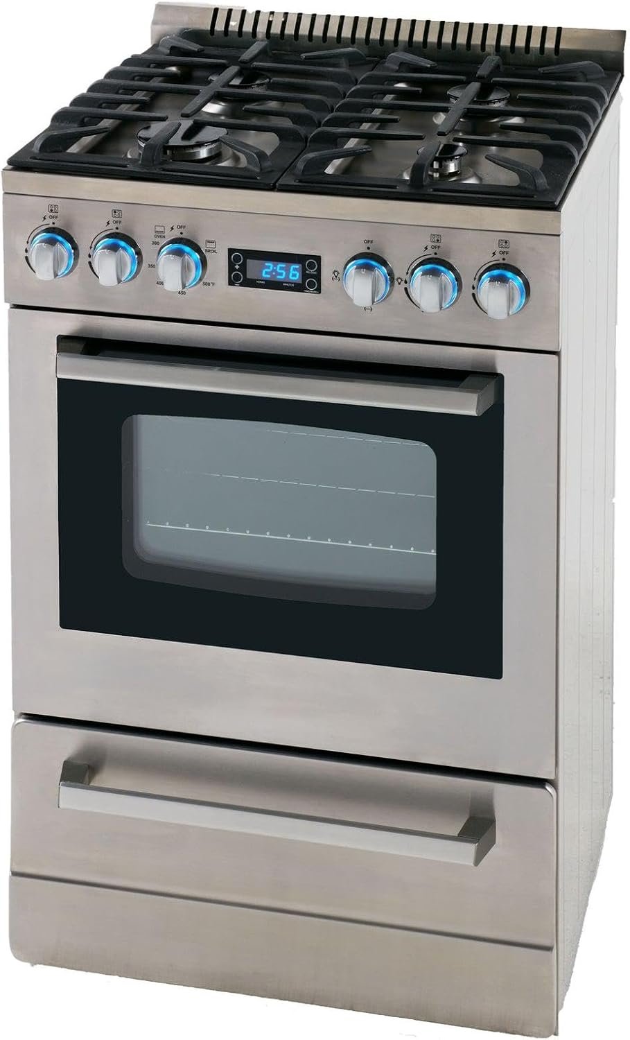 Avanti Gas Range Oven ELITE Series, Compact Freestanding Design, 2.6-Cu.Ft. Capacity 4 Sealed Burners with Electronic Ignition, Includes Broiler and Storage Drawer, 24-Inch, Stainless Steel - Image 2