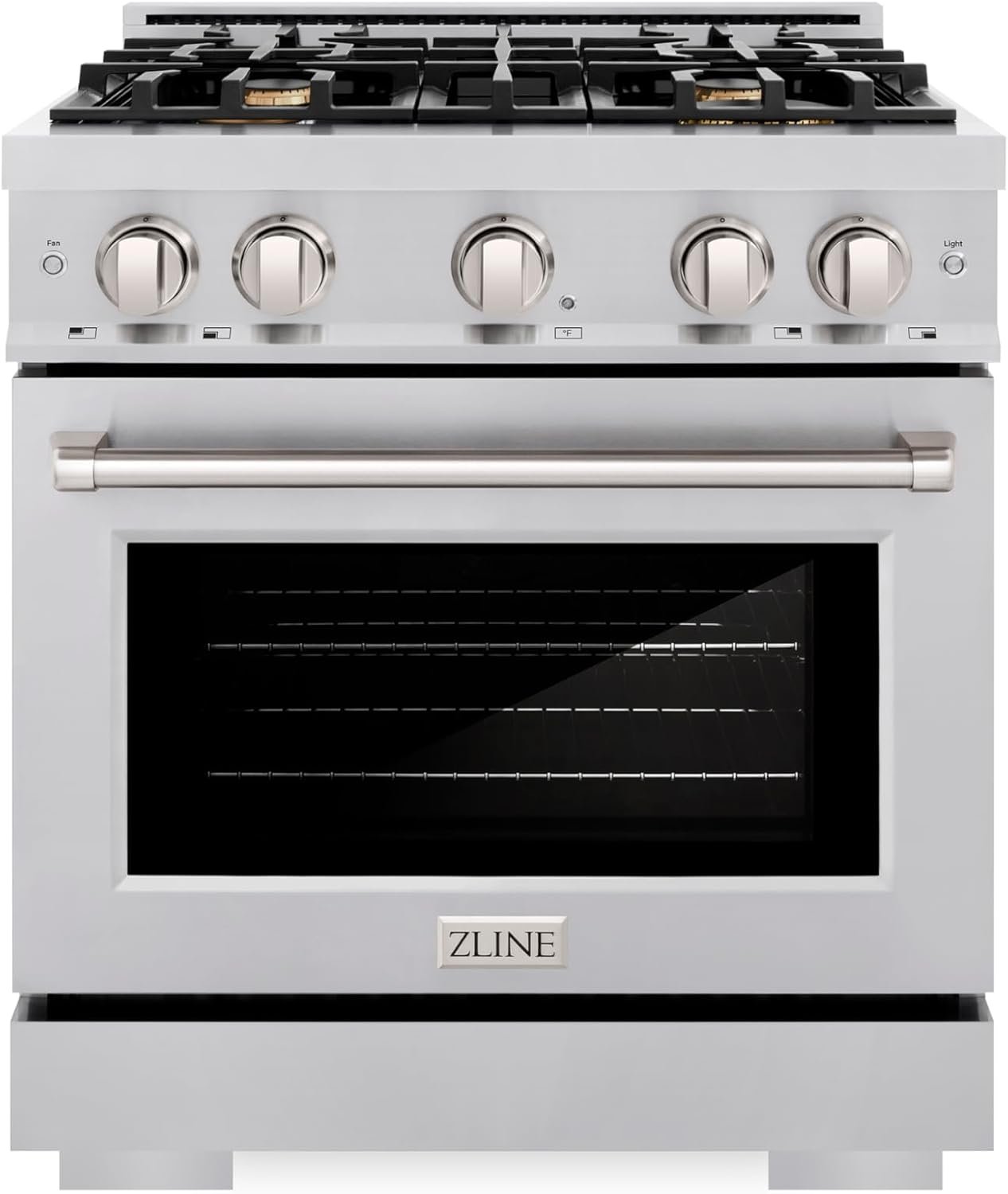 ZLINE 30 in. 4.2 cu. ft. Select Dual Fuel Range with Gas Cooktop and Electric Convection Oven in Stainless Steel with 4 Brass Burners (HDR-BR-30)