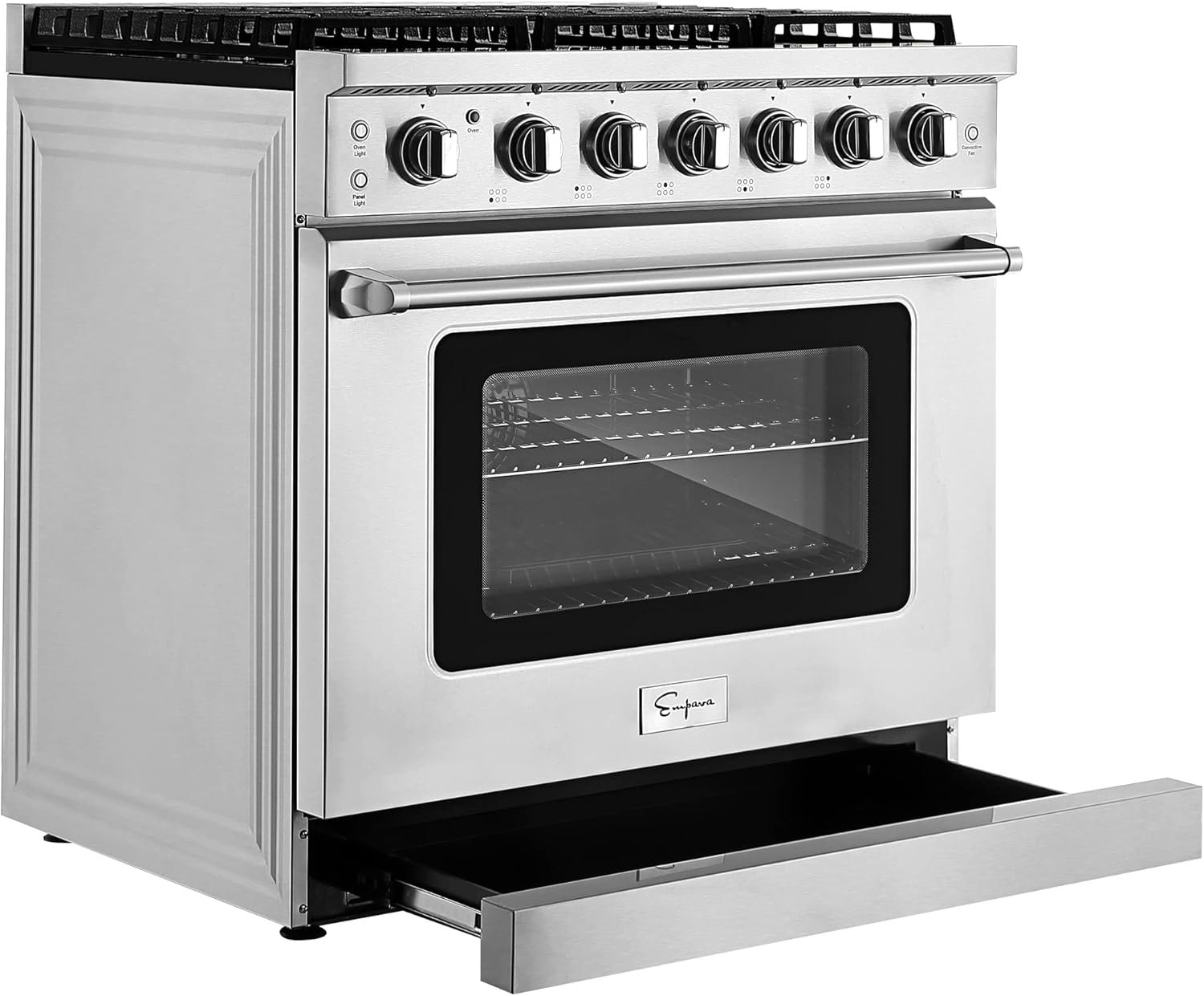 Empava 36" Slide-In Freestanding Gas Range with 6 Sealed Burners, Cast Iron Grates and 6.0 cu. ft. Convection Oven with Mechanical Knobs Control in Stainless Steel - Image 5