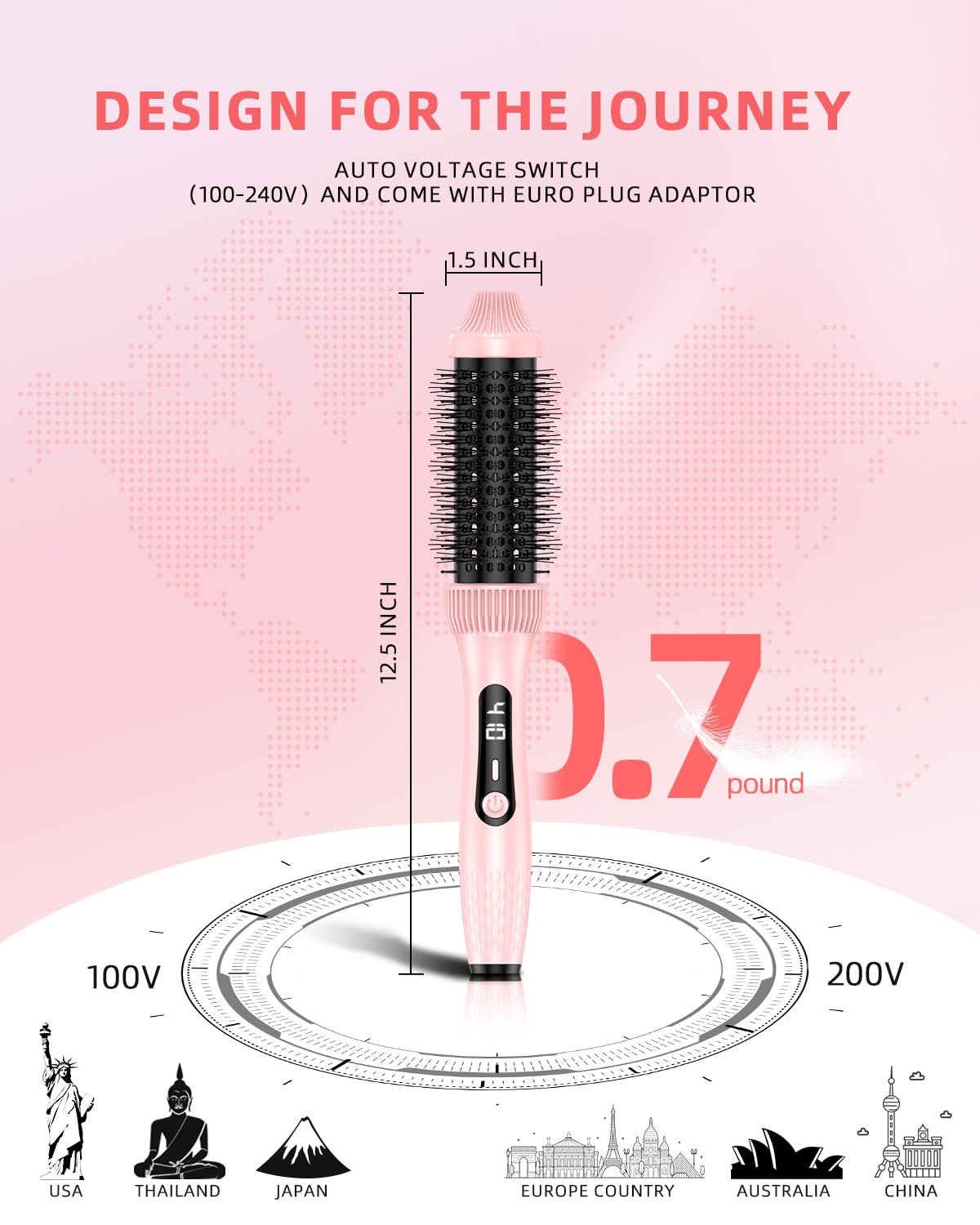 DORISILK Infrared Thermal Hair Brush for Sleek, Shiny Hair,1.5inch Thermal Round Brush for Blowout Look,Heated Round Brush for Curling and Straightening,Dual Voltage Hot Round Brush Travel Using - Image 6
