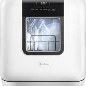 Midea MDC17P2DWW Countertop Dishwasher Portable with 6L(1.59G) Built-in Water Tank, 5+2 Programs, Auto Door Open, Dual Drying System, Energy-Saving and Odor Removal, for Apartments, Dorms& RVs, White