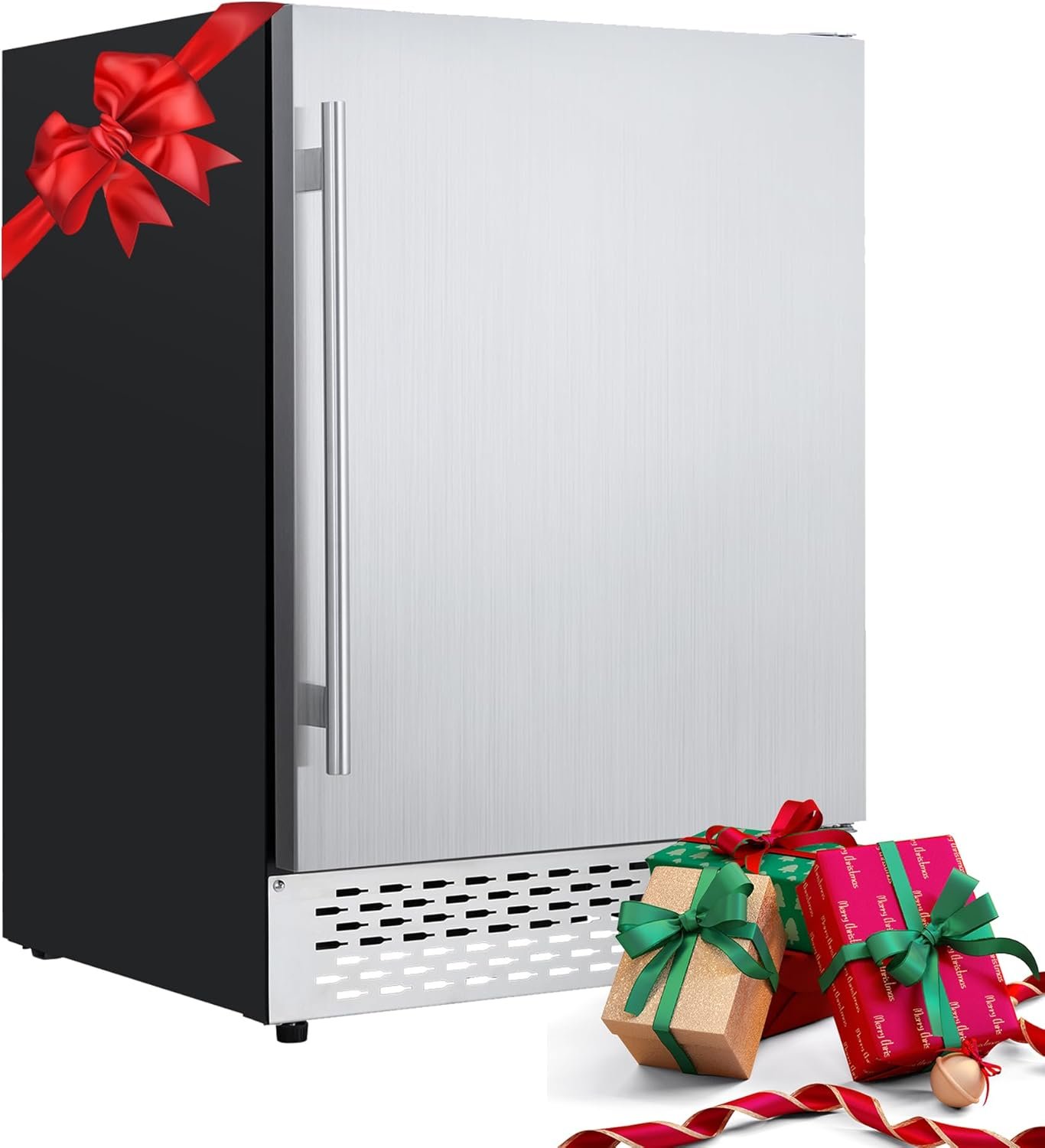 Outdoor Beverage Fridge - Weather Proof Stainless Steel, Beverage Cooler Under Counter, 120 Cans, Built-in/Freestanding, For Soda, Beer, Wine.