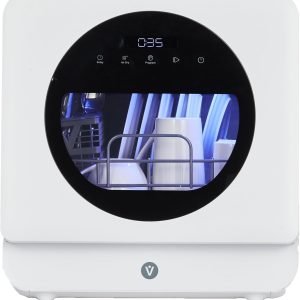 Portable Countertop Dishwashers with 5L Built-In Water Tank, Compact Dishwashers, 6 Washing Programs Tabletop Small Dishwasher, Air-Dry Function and LED Light for Small Apartments