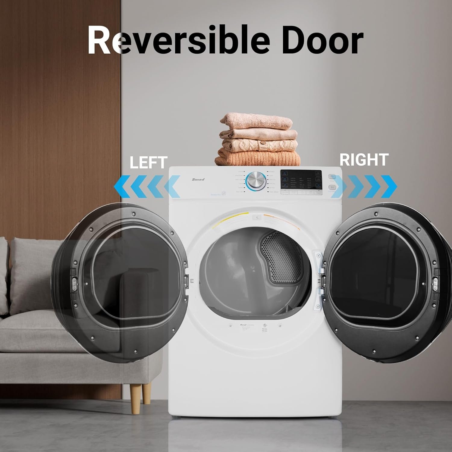 Smad 8.0 Cu.ft Electric Dryer, 27" Full Size Clothes Dryer Machine, 120V 240V Stackable Large Capacity Front Load Dryer For Apartment, Home, RV and Laundry - Image 5