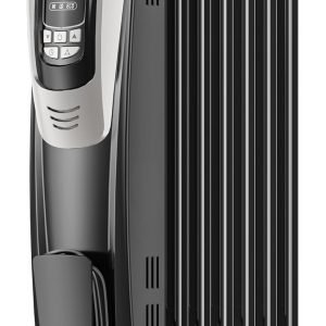 PELONIS Radiator Heater for indoor use Large Room with Remote, Thermostat & LED Display, Quiet Oil Filled Heater with 5 Temperature Settings, Overheat & Tip-Over Protection, Silver