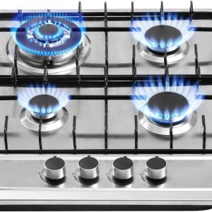 24″x20″ Built in Gas Cooktop 4 Burners Stainless Steel Stove with NG/LPG Conversion Kit Thermocouple Protection and Easy to Clean (20Wx24L)