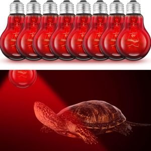 8 Pcs 100w Infrared Heat Lamp Bulbs Reptile Heat Lamp Infrared Basking Reptile Emitter Light BulbsBasking Spot Lights for Turtle, Lizard, Chickens Coop(Red)