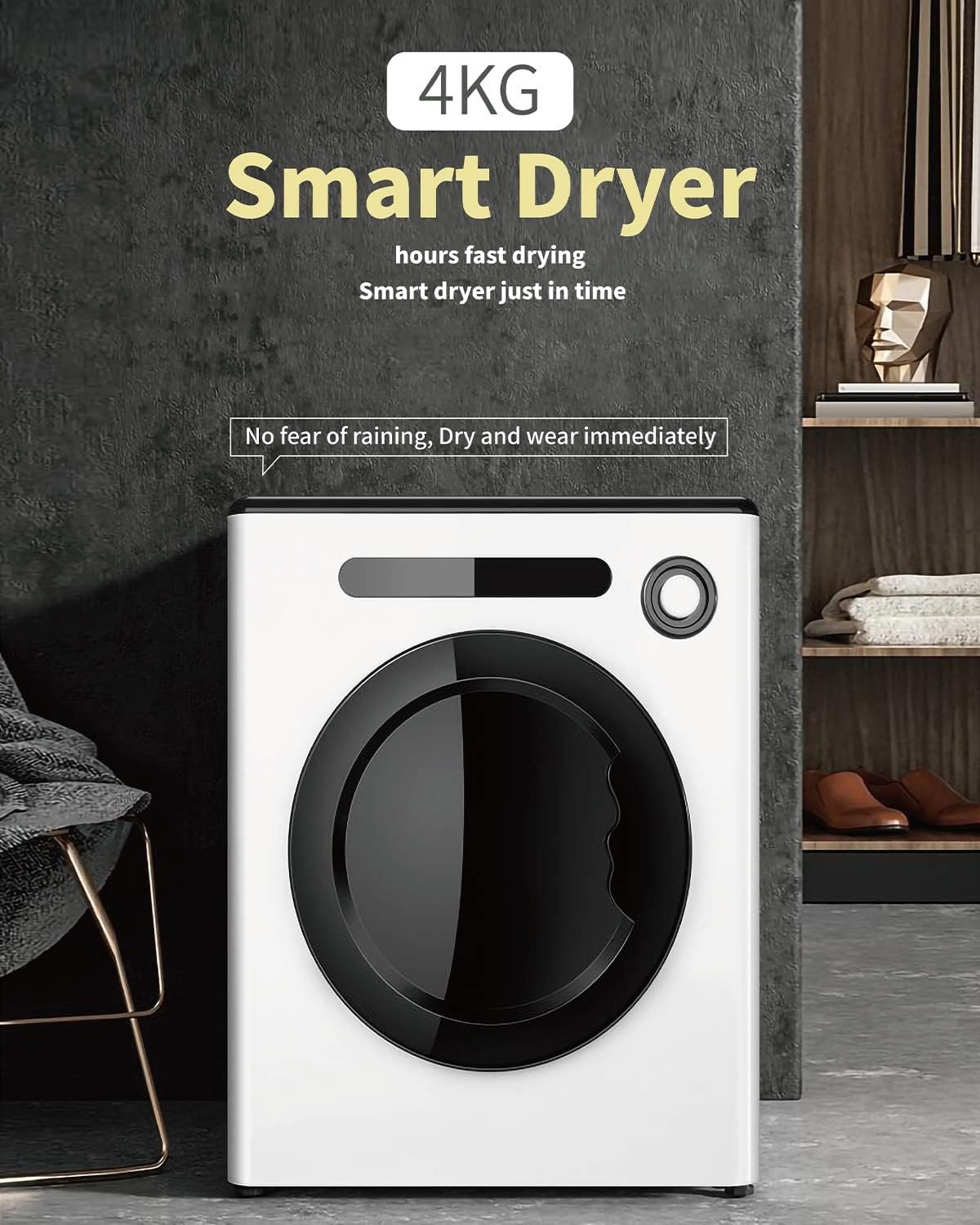 Dessiz Portable Dryers, Compact Clothes Dryer, 850W 9lbs Load Capacity, Ideal Portable Drying Machine for Tight Spaces, RVs, and Apartments - Quiet, Robust and User friendly - Image 4