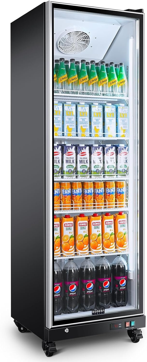 BODEGACOOLER Commercial Merchandiser Refrigerator,18.1Cu.Ft Commercial Display Refrigerator Glass Door,Upright Large Beverage Display Bar Cooler with Soft LED Light,Adjustable Shelves,Aluminum Door
