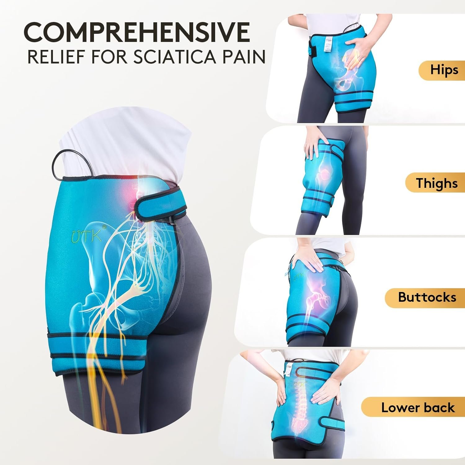UTK Hip Heating Pad for Sciatica Pain Relief, Far Infrared Heating Pads with 16 Natural Jades & Smart Controller, Lower Back/Thigh/Buttock/Abdomen Electric Heat Pad for Women - Image 7