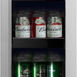 Whynter BBR-638SB Built-in Under Counter 12 inch Beverage Refrigerator and Cooler, Fridge with Glass Door, 2.0 Cubic Feet, Stainless, 75 Capacity, Can