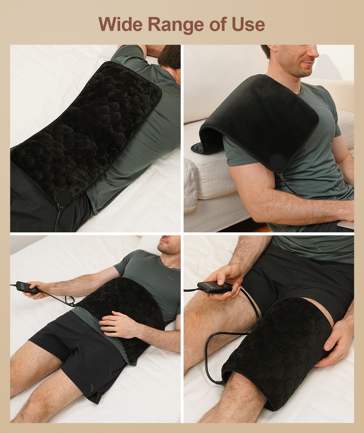 UTK Far Infrared Heating Pad, Back Heating Pad for Period Cramps, Shoulders, Neck, Abdomen, Knee Pain, 8 Heat, Max 159°F Heat,240 Mins,12'' x 24''XL Heating Pad with Auto Shut Off - Image 8
