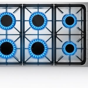 COSTWAY 36-inch Gas Cooktop, Stainless Steel Gas Stove Top with 6 Burners, ABS Knobs and Cast Iron Grates, NG/LPG Convertible Gas Range Top with Sealed Burners for Kitchen, Easy to Clean, Silver