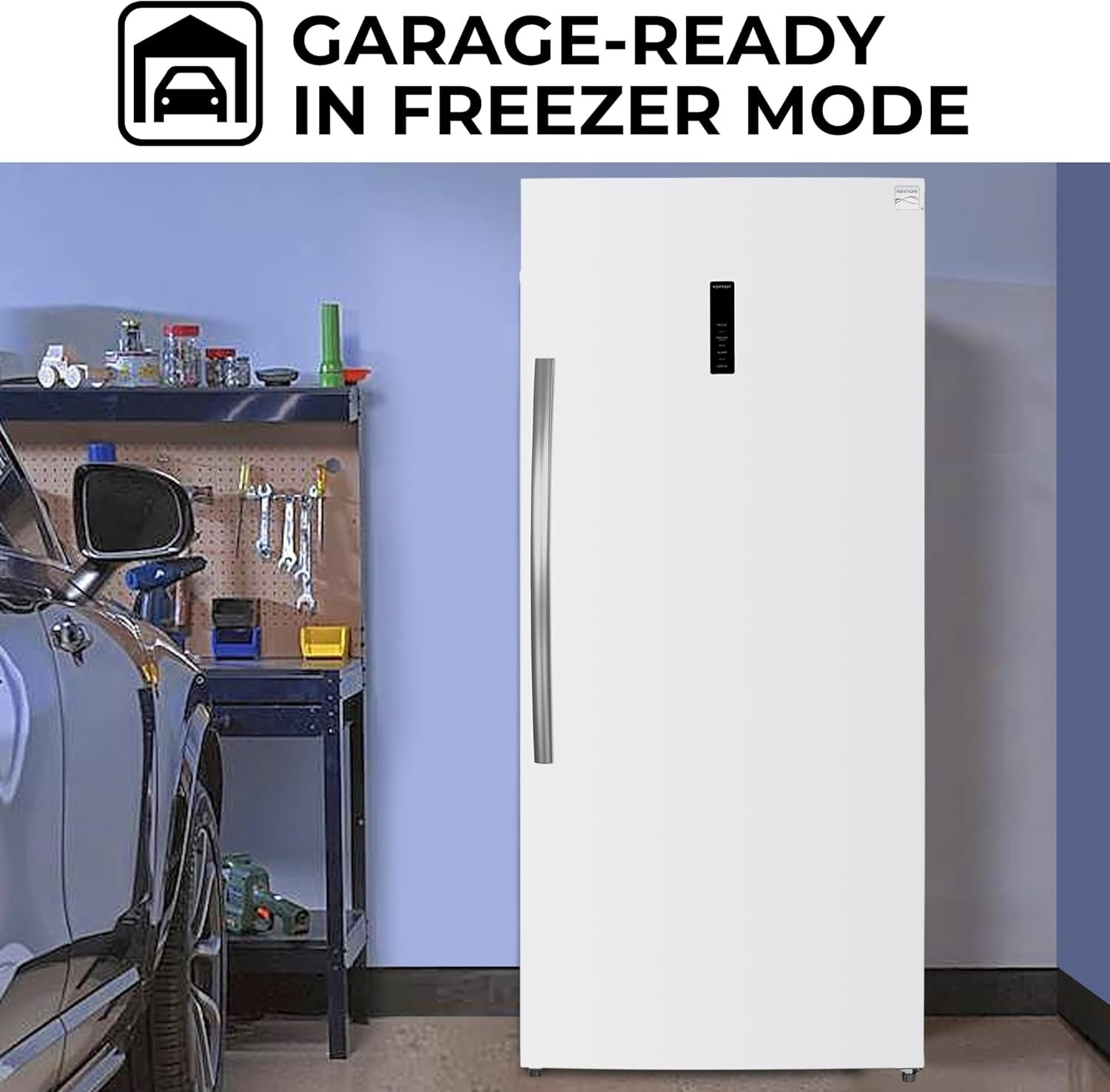 Kenmore 21 Cu. Ft. (600L) Convertible Upright Freezer/Refrigerator | Garage-Ready | Frost-Free | Digital Touch Controls | Quick Freeze | LED Interior Light | White | For Basement Garage Shed Cottage - Image 6