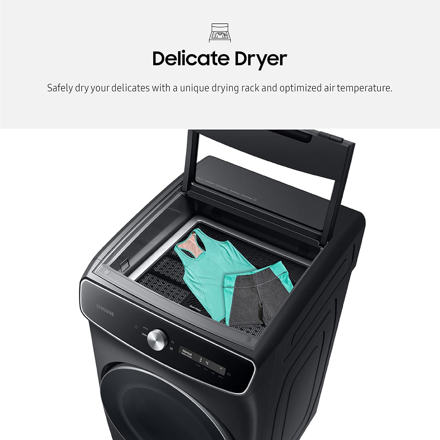 SAMSUNG 7.5 Cu. Ft. Smart Dial Electric Dryer with FlexDry, Dry 2 Loads in 1 Large Capacity Machine, Super Speed 30 Minute Clothes Drying Cycle, WiFi Connected Control, DVE60A9900V/A3, Brushed Black - Image 3