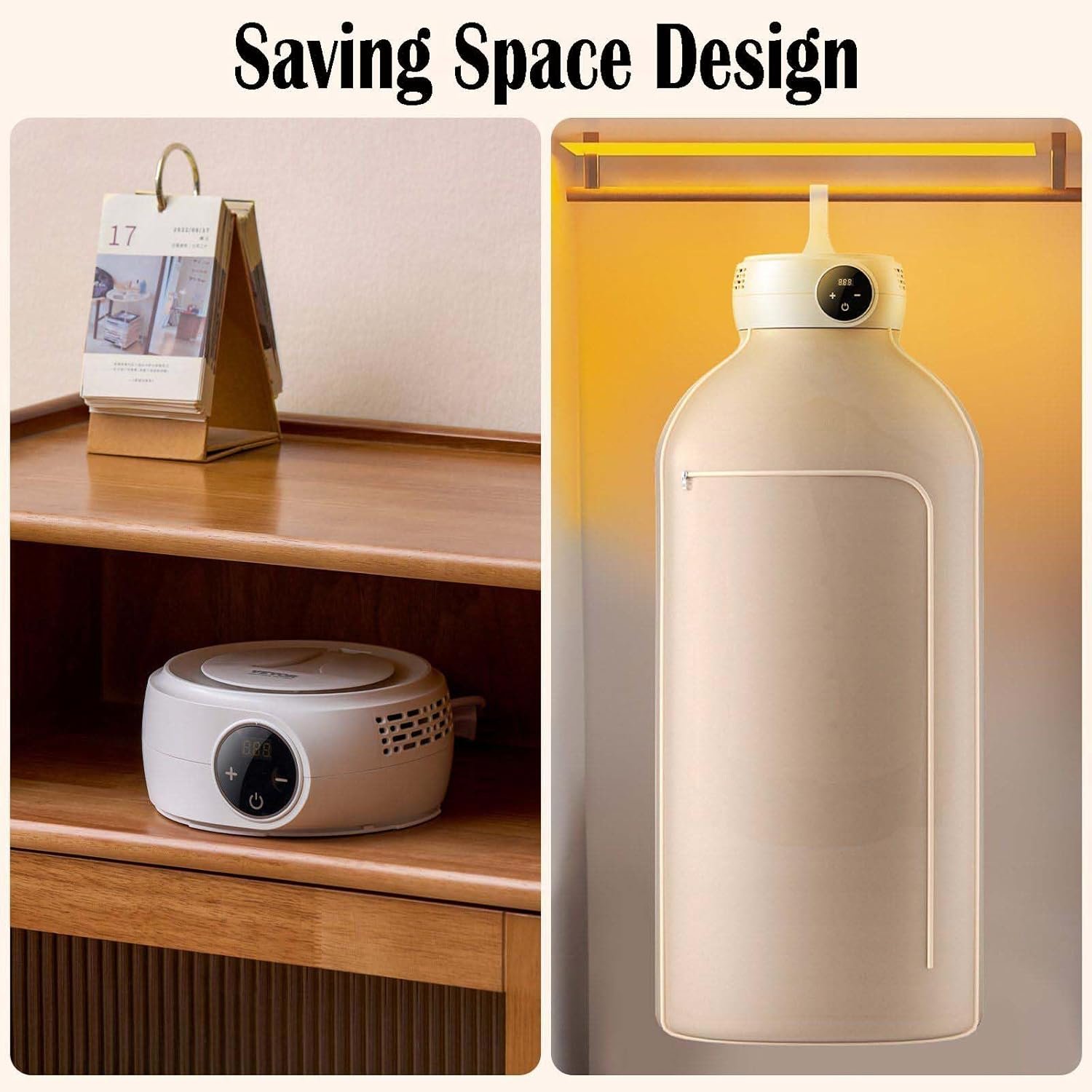 Portable Clothes Dryer, Compact Mini Electric Laundry Dryer with Dryer Bag, PTC Heating & LED Display, Foldable Drying Machine with 5-H Timer for Light Clothes, Underwear, Trousers, White - Image 6