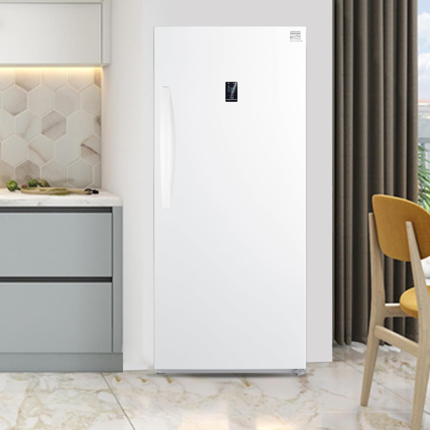 Kenmore 14 Cu. Ft. (390L) Convertible Upright Freezer/Refrigerator | Garage-Ready | Frost-Free | Digital Touch Controls | Quick Freeze | LED Interior Light | White | For Basement Garage Shed Cottage - Image 2