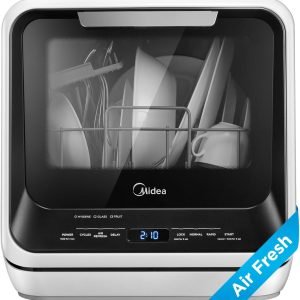 Midea MDC17P0ABB Portable Countertop Mini 5L Built-in Water Tank, No Hookup Needed, 6 Programs, 360° Dual Spray, 162℉ High-Temp& Air-Refresh Function, Dishwasher for Apartments& RVs, Black