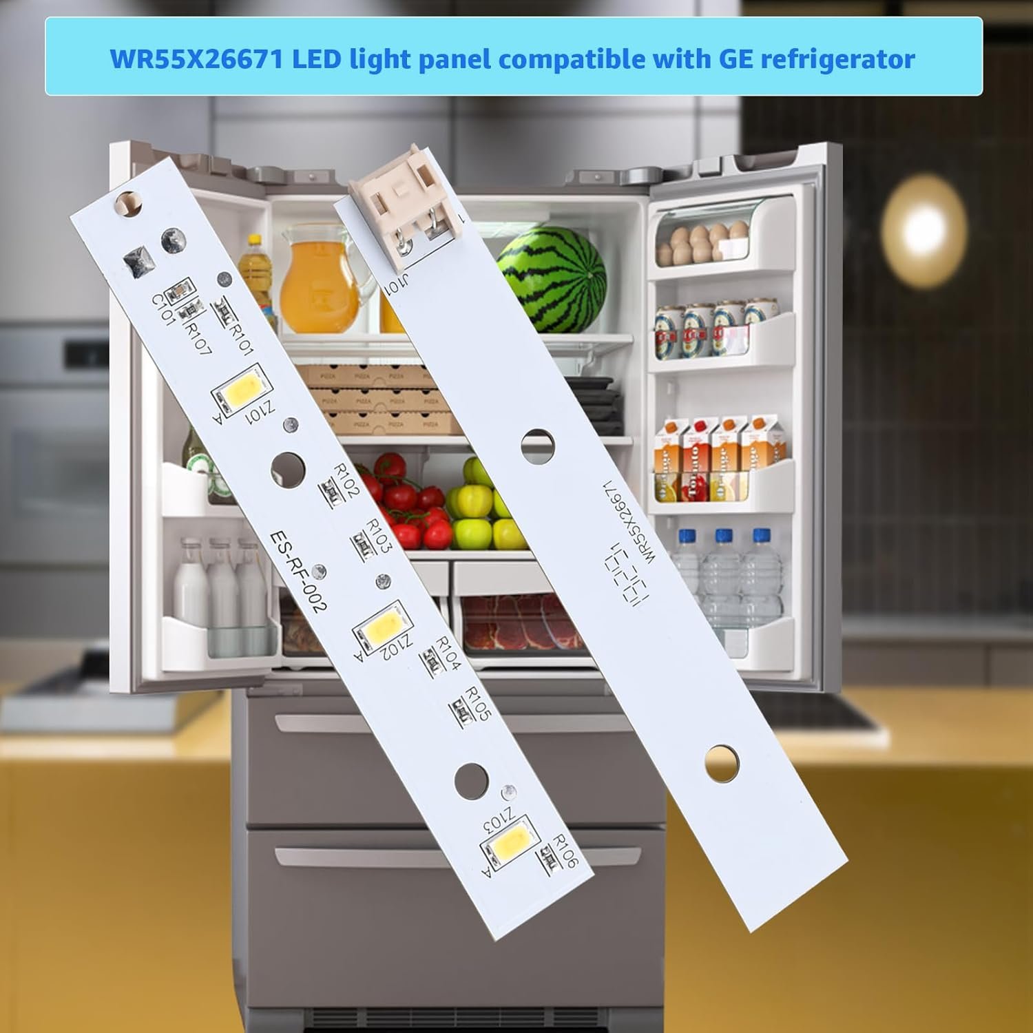 WR55X26671 Refrigerator LED Light Board is Compatible with GE Freezer, with Replacement Part Numbers PS11767930, EAP11767930, LED3344588, AP6035586, 4468532. New Upgrade (2Pcs) - Image 6