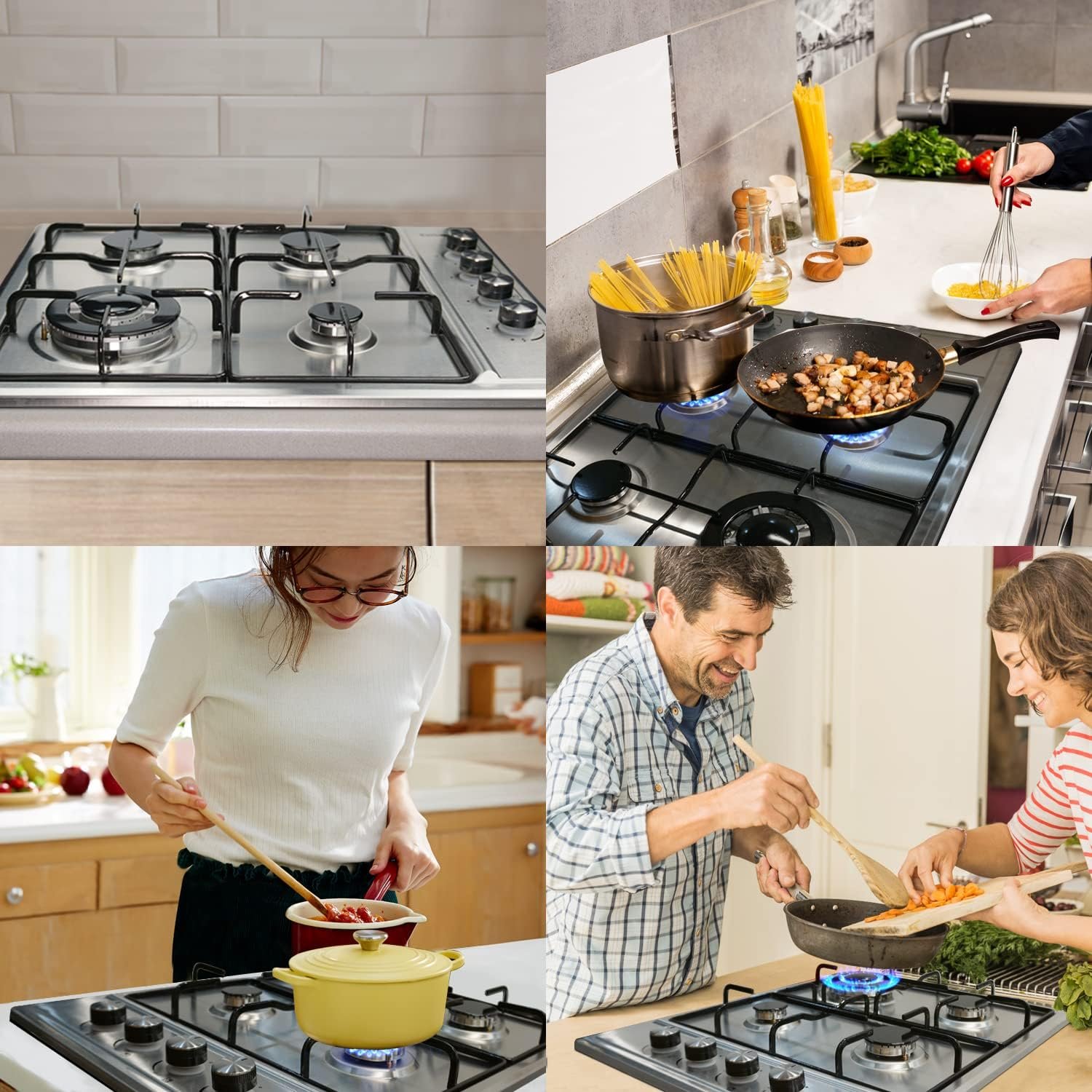 Karinear 24 Inch Gas Cooktop Gas Stove 4 Burners, Built-in Stainless Steel Gas Hob, NG/LPG Dual Fuel Gas Stovetop with Thermocouple Protection for Apartments, Indoor (Come with Pressure Regulator) - Image 6