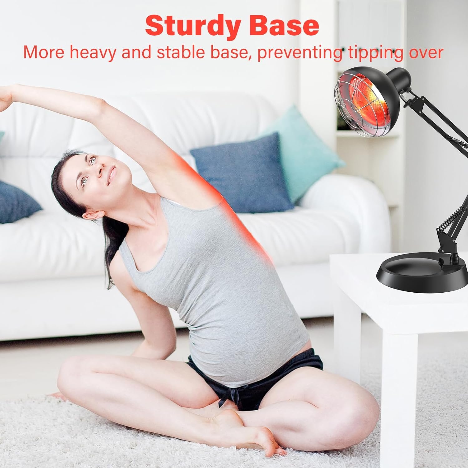 Infrared Light Heat Lamp, Near Infrared Light Therapy Lamp for Body Muscle Joint Pain Relieve 150W Infrared Lamp Portable Standing Light Therapy Device - Image 5