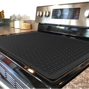Stove Top Cover for Electric Stove - Silicone Stove Mat for Glass Top Stove, Glass Cooktop Protector, XL Dish Drying Mats For Kitchen, Range Covers for Electric Stove (Black,28 x 20)