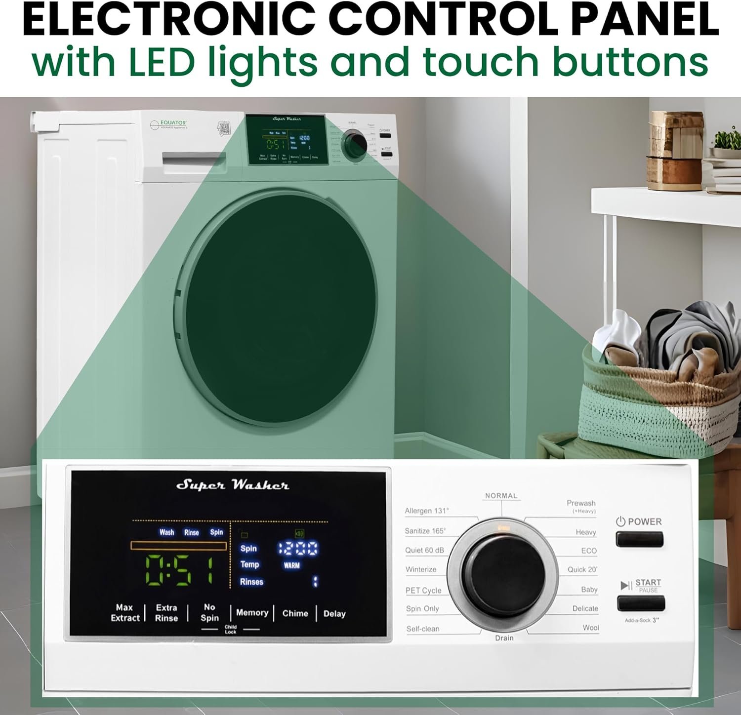 Equator Apartment Stackable 15 Lbs Washer 1.62cf 110V+Vented Dryer 3.5cf 110V - Image 4