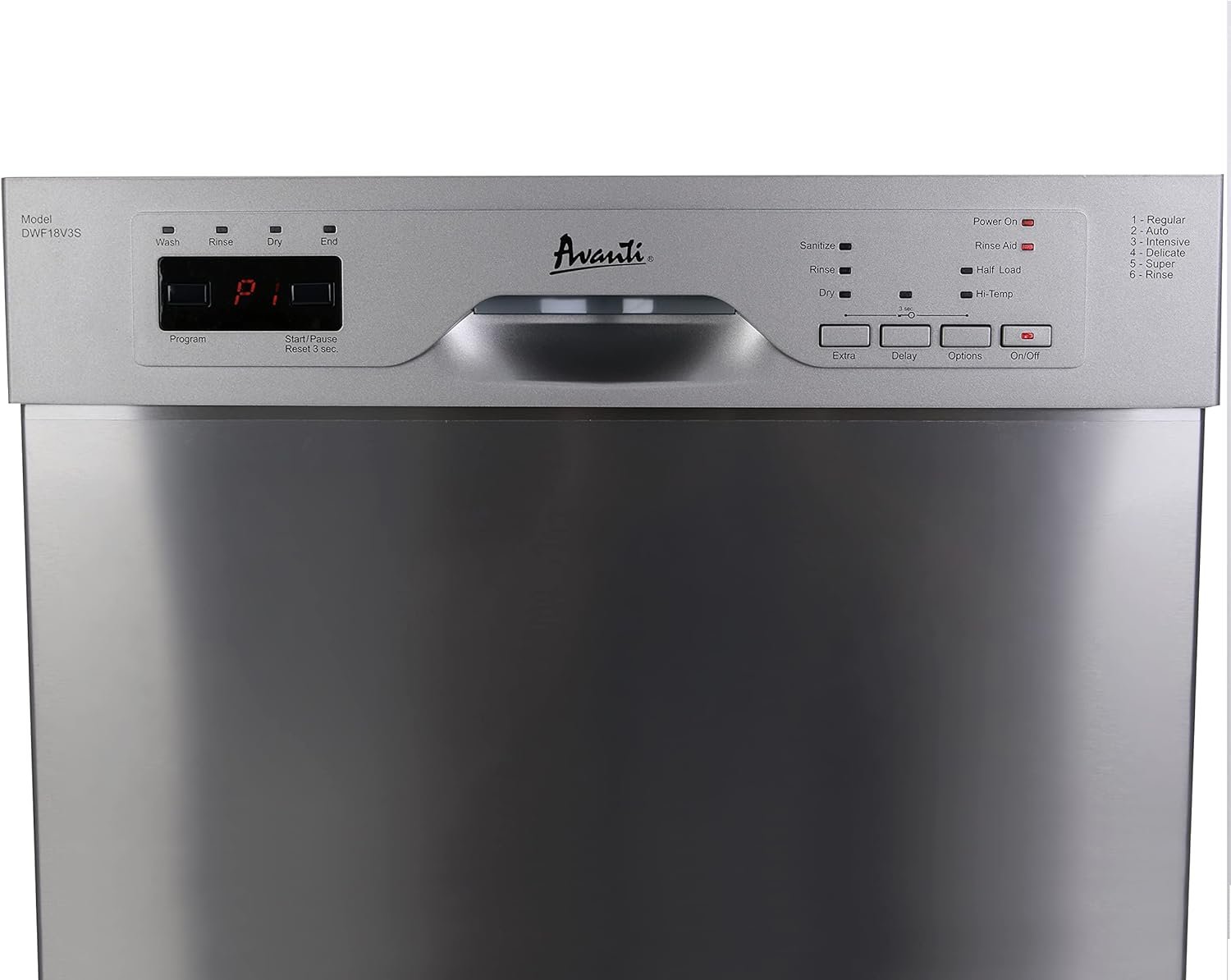 Avanti DWF18V3S 18-Inch Dishwasher Machine with LED Display, 3 Wash Options, 6 Automatic Cycles and Low Noise Rating, 53db, Stainless Steel - Image 8