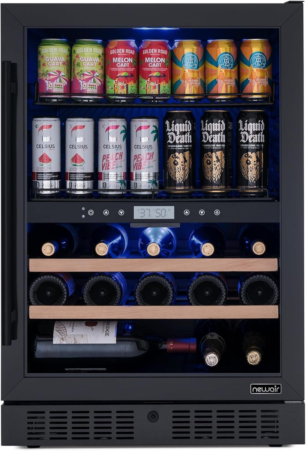 NewAir 24" Wine and Beverage Refrigerator, 24 Bottle and 100 Can Dual Zone Drink Cooler, Black Stainless Steel Built-in Beer and Wine Cooler Refrigerator for Kitchen Cabinet, Bar Cabinet, Home Office - Image 15