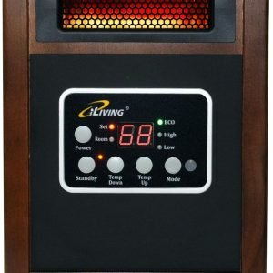 iLIVING ILG-918W Indoor Electric Space Infrared Heater, One, Dark Walnut