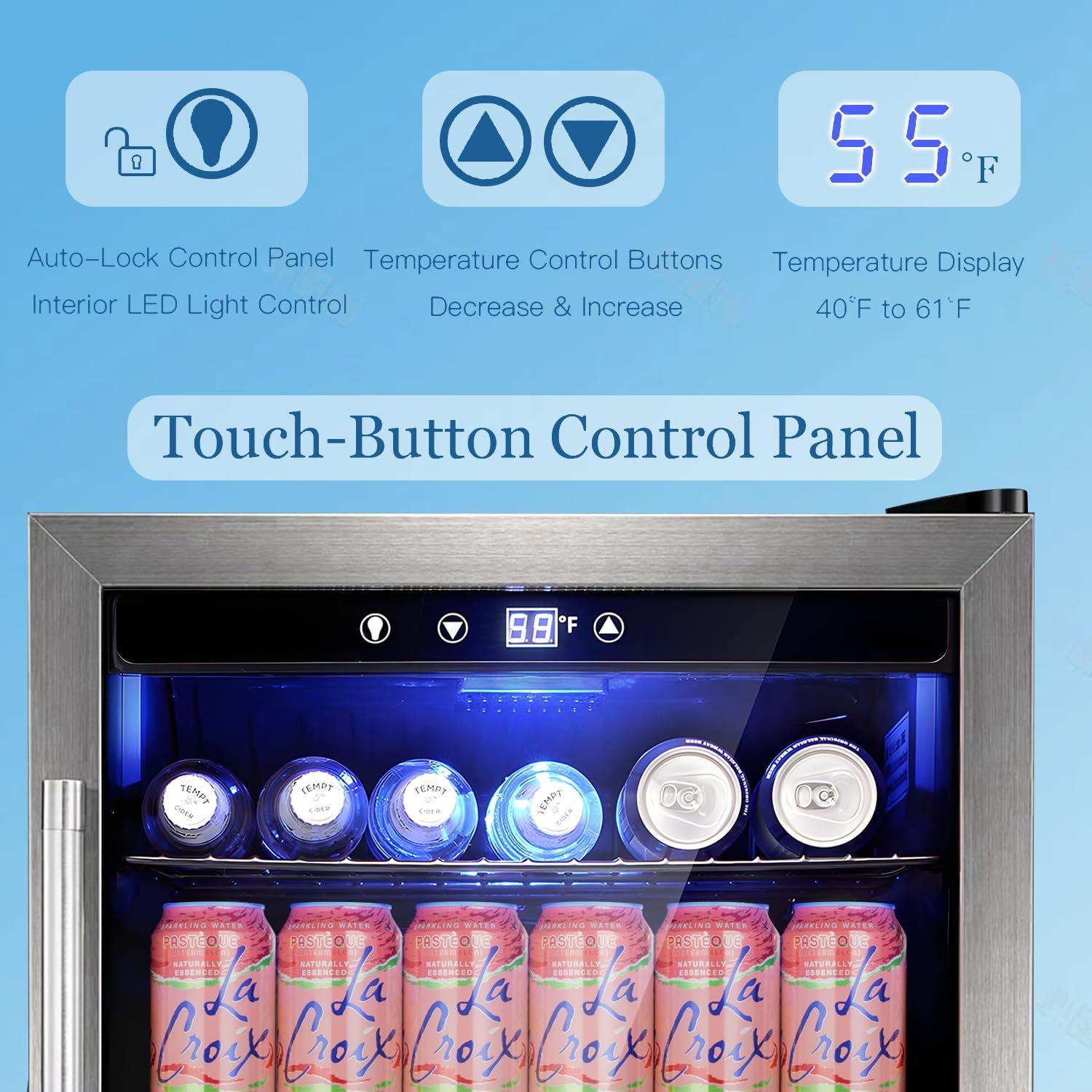 Antarctic Star Beverage 4.4Cu.Ft Refrigerator Cooler -145 Can Mini Fridge Glass Door for Soda Beer or Wine, Small Drink Dispenser, for Home Office or Bar. - Image 6