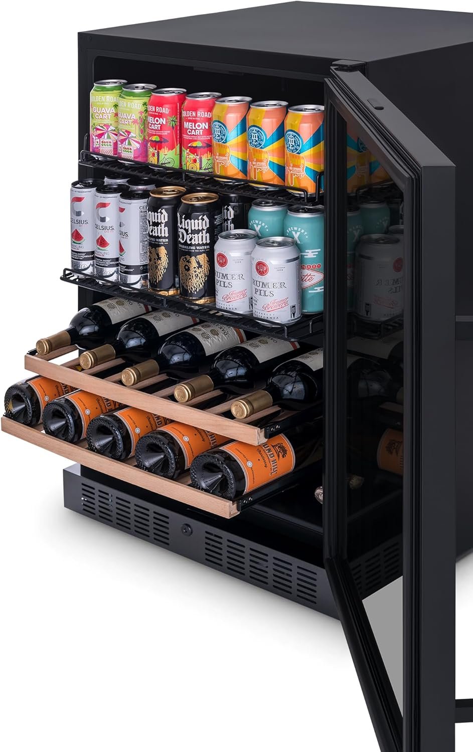 NewAir 24" Wine and Beverage Refrigerator, 24 Bottle and 100 Can Dual Zone Drink Cooler, Black Stainless Steel Built-in Beer and Wine Cooler Refrigerator for Kitchen Cabinet, Bar Cabinet, Home Office - Image 14