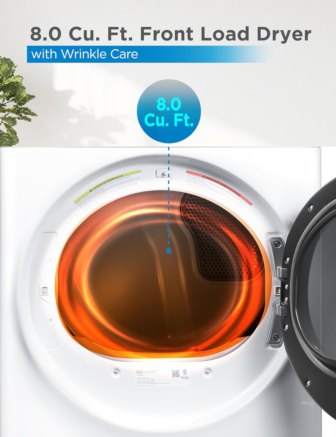 BLACK+DECKER 8.0 Cu. Ft. Electric Front Load Dryer, Clothes Dryer with LED Digital Display, 12 Cycle Selections, ENERGY STAR, 240V Dryer Machine Requires Professional Installation, BFLD80ME, White - Image 2