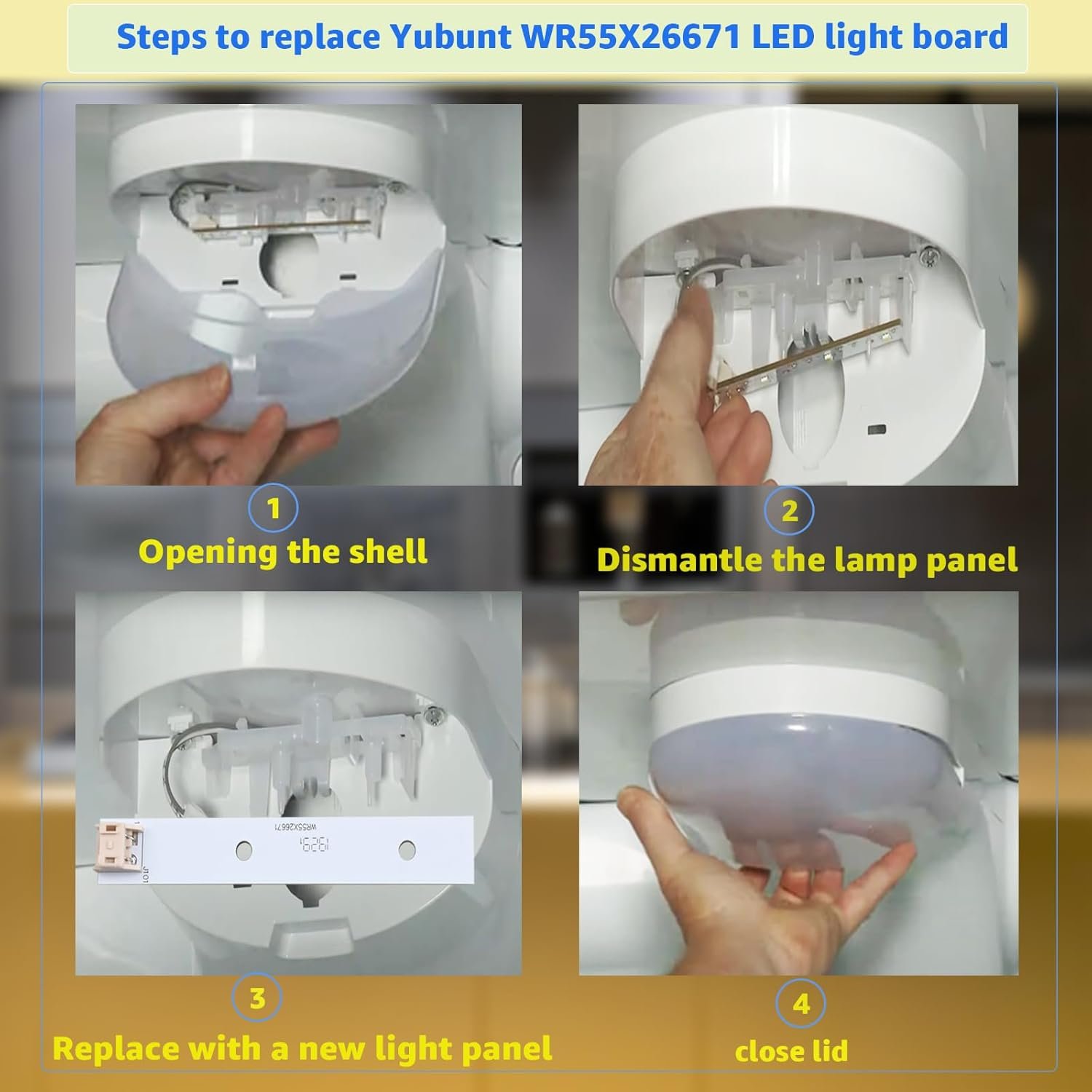 WR55X26671 Refrigerator LED Light Board is Compatible with GE Freezer, with Replacement Part Numbers PS11767930, EAP11767930, LED3344588, AP6035586, 4468532. New Upgrade (2Pcs) - Image 5