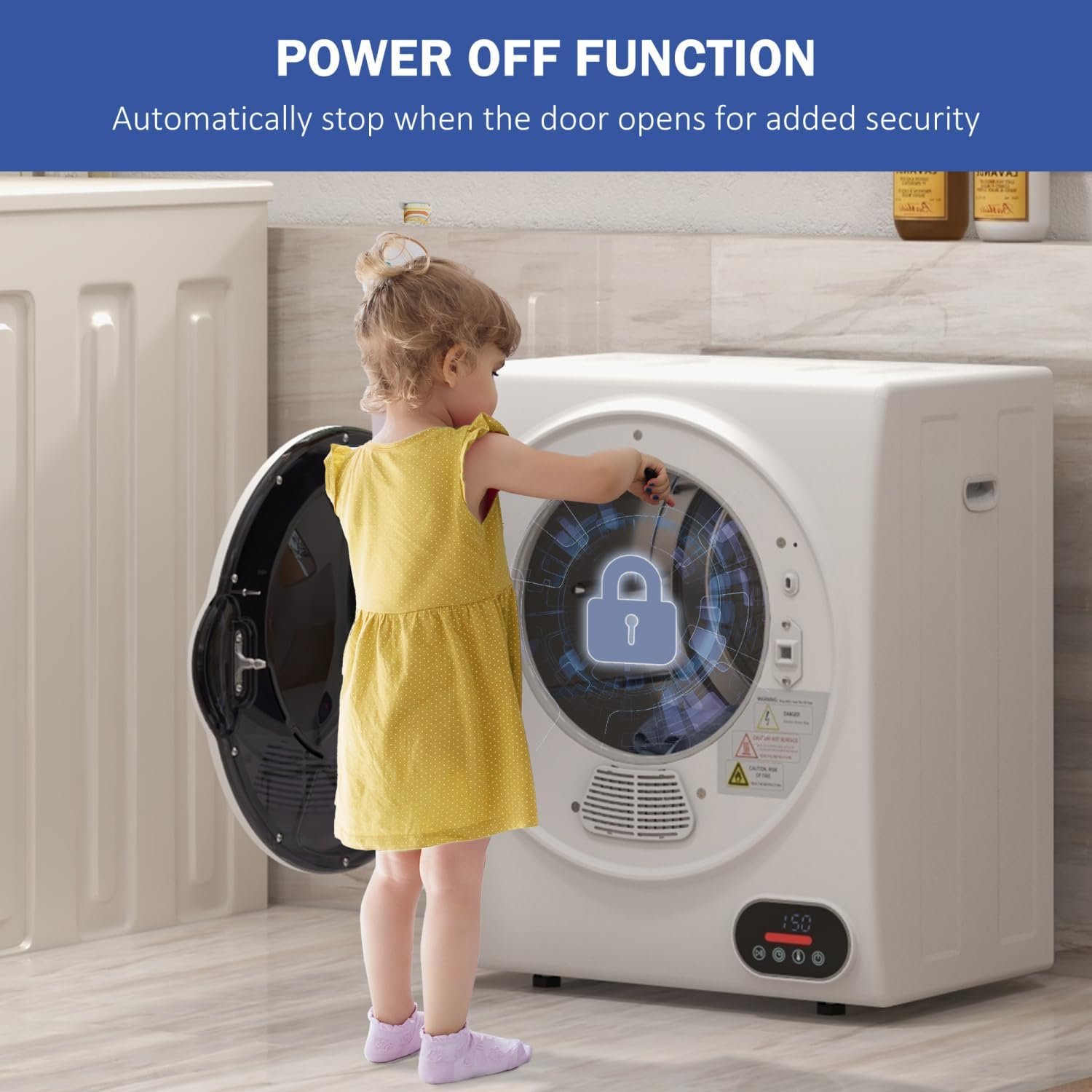 Portable Clothes Dryer - Compact Electric Dryer with Intelligent Drying, 1.5 Cu. Ft Stainless Steel Drum - Image 6