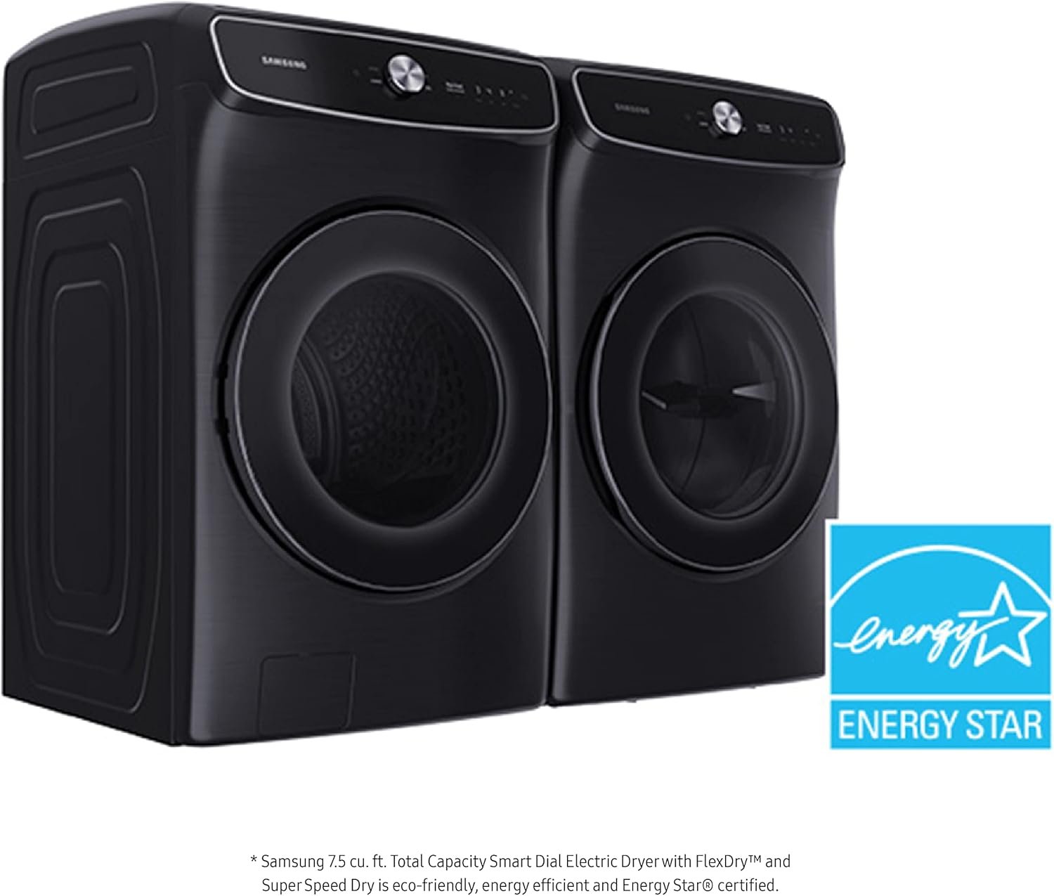SAMSUNG 7.5 Cu. Ft. Smart Dial Electric Dryer with FlexDry, Dry 2 Loads in 1 Large Capacity Machine, Super Speed 30 Minute Clothes Drying Cycle, WiFi Connected Control, DVE60A9900V/A3, Brushed Black - Image 9