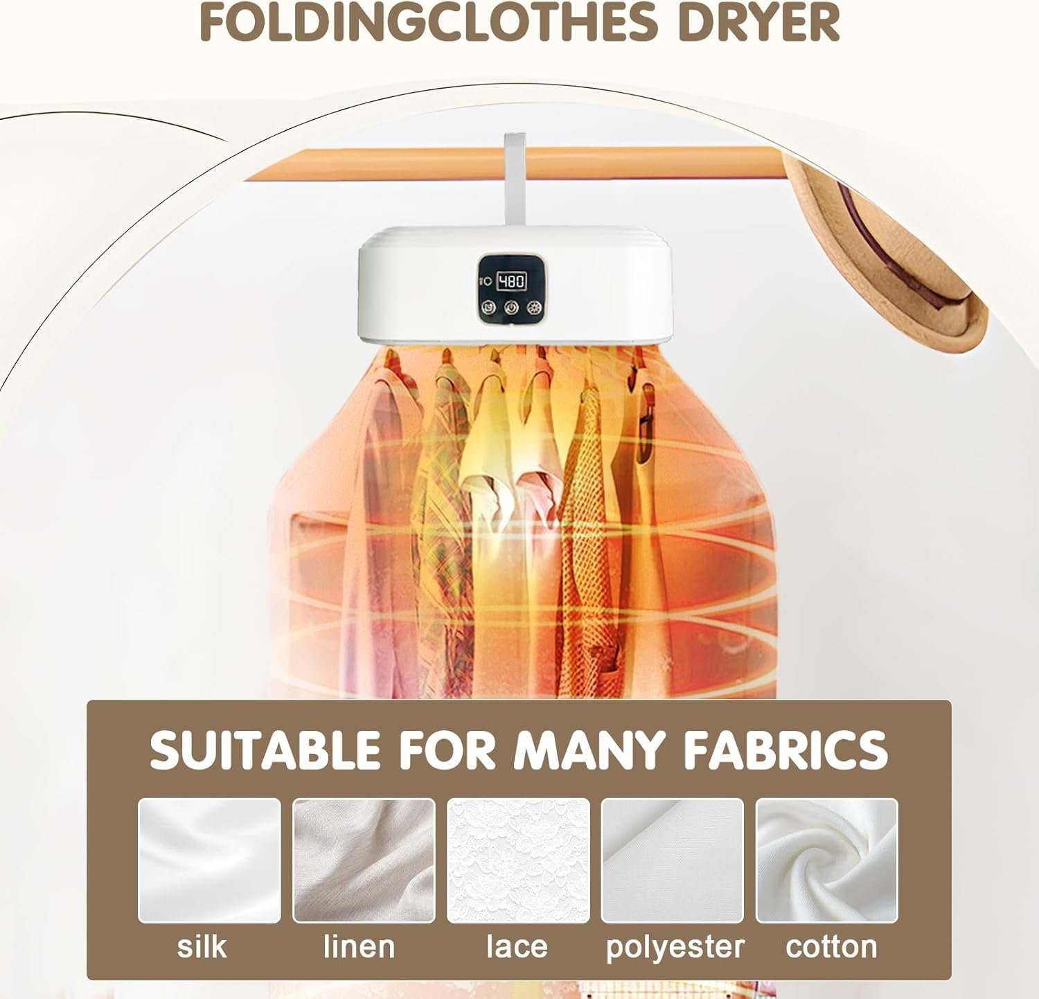 Portable Clothes Dryer - Mini Dryer for Clothes with Remote Control Compact Foldable Electric Dryers for Clothes with Drying Bag - Image 2