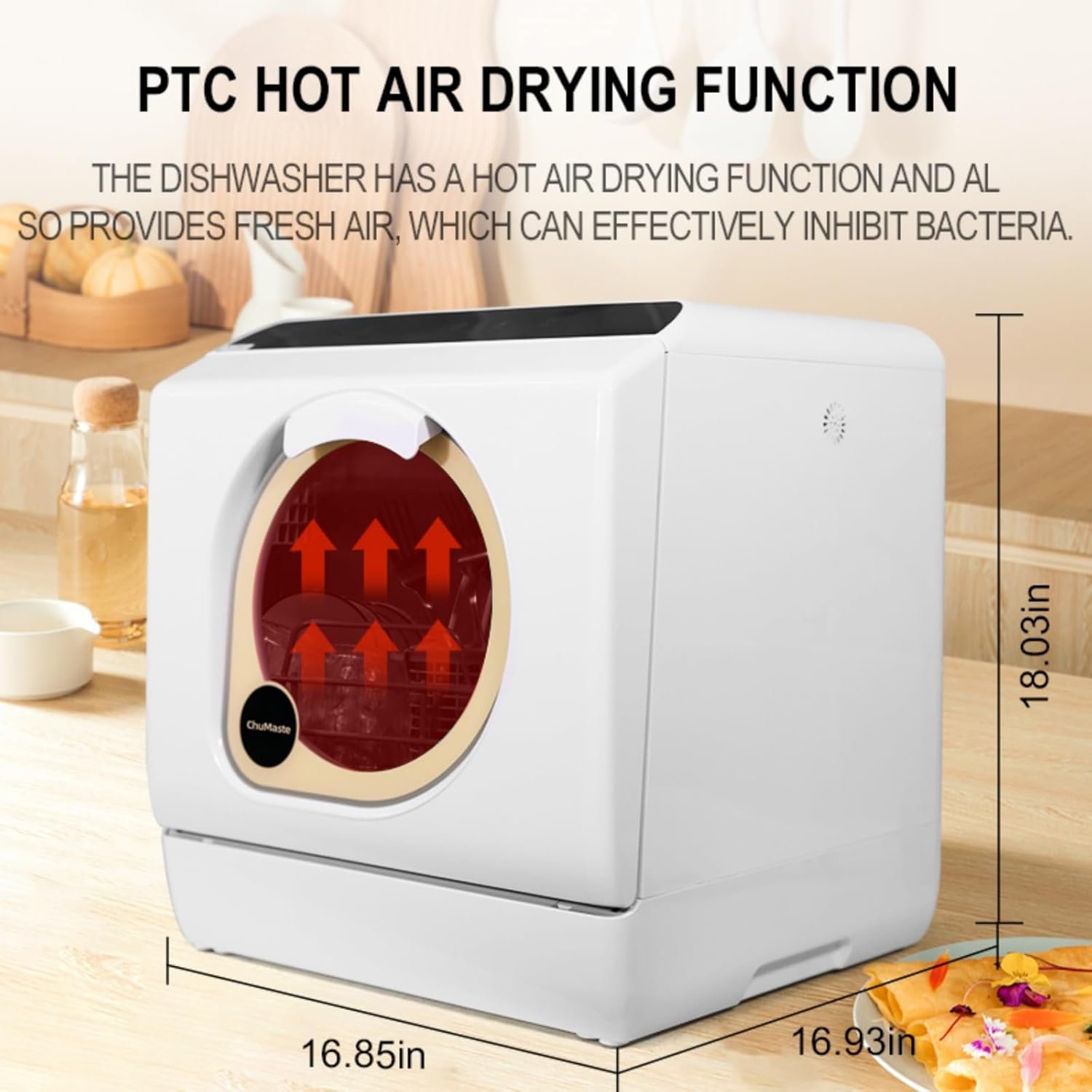 ChuMaste Countertop Dishwasher built-In Water Tank, Dishwasher Countertop For Apartments And Rvs, Compact Dishwasher With Baby Care. Air Drying and Led Light.Countertop Dishwasher No Hookup. - Image 5