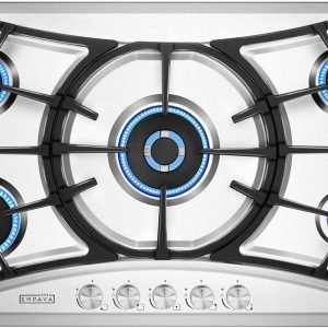 Empava 36 in. Gas Stove Cooktop with 5 Italy Sabaf Sealed Burners NG/LPG Convertible in Stainless Steel EMPV-36GC22, 36 Inch