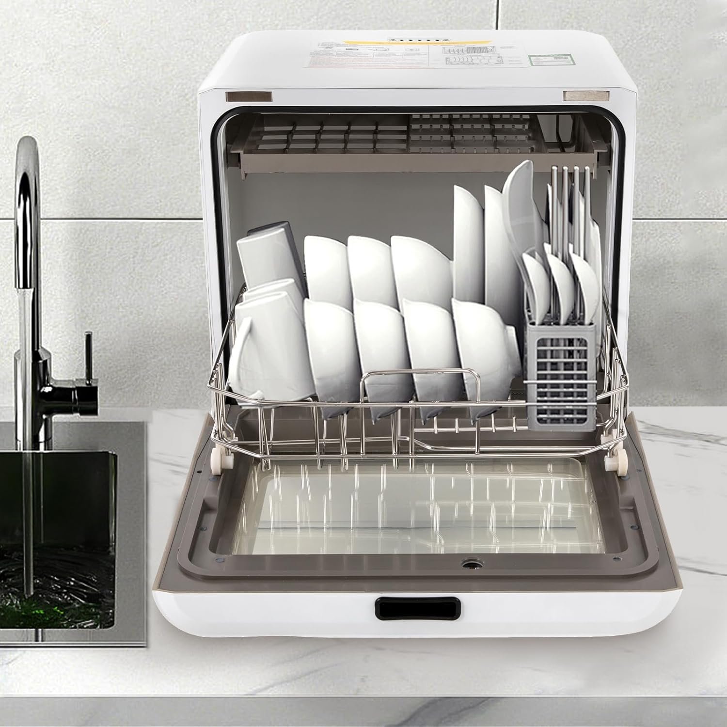 Countertop Dishwasher, Portable Dishwasher with 6L Built-in Water Tank & Multiple Modes, 360° Rotating High-Pressure Spray, Multi-Functional Mini Dishwasher for Small Spaces, Boats RVs - Image 4