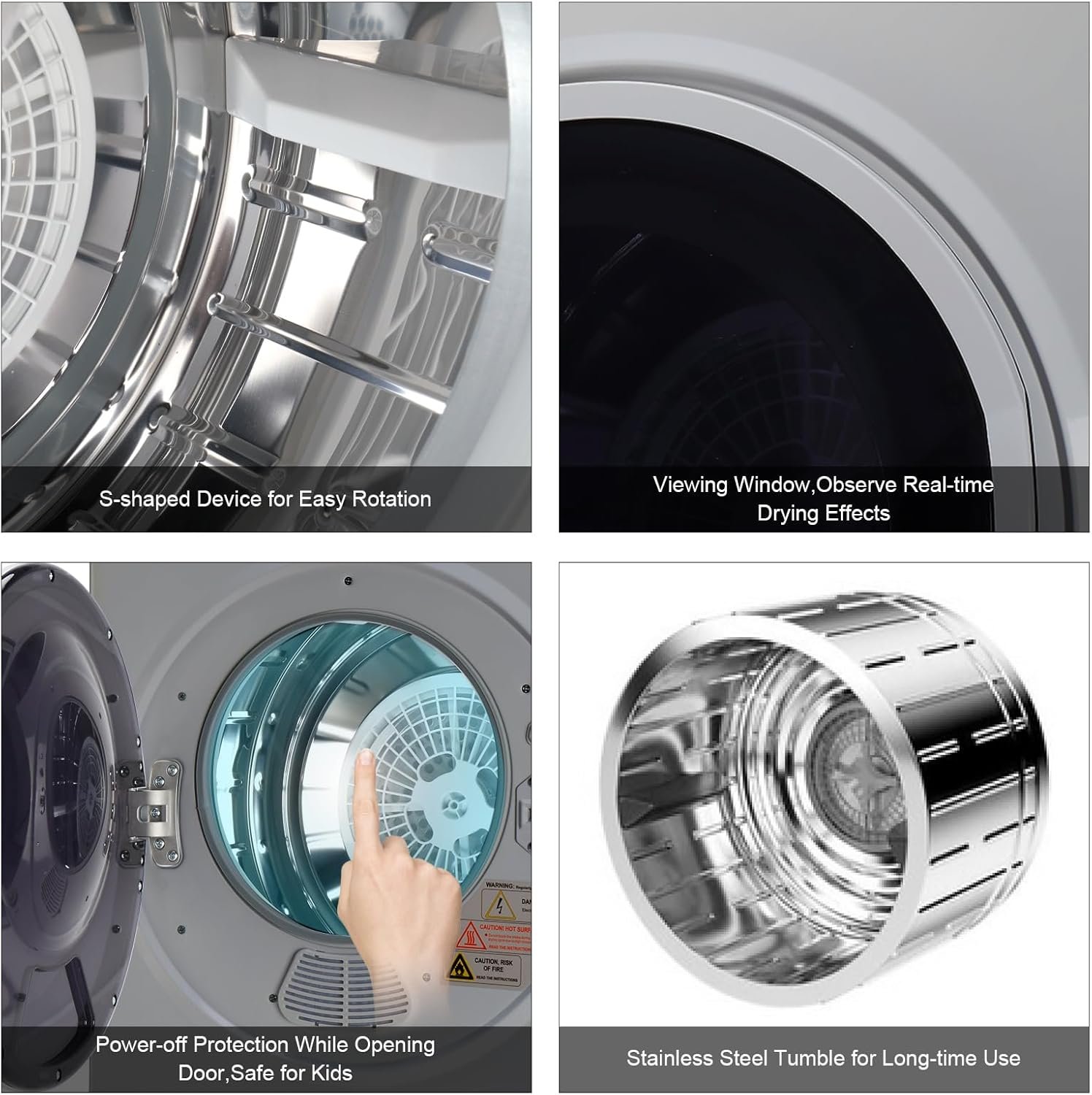 Vasitelan Compact 110V Electric Portable Clothes Stainless Steel Tub Laundry Dryer, Compact Laundry Dryer - Image 7