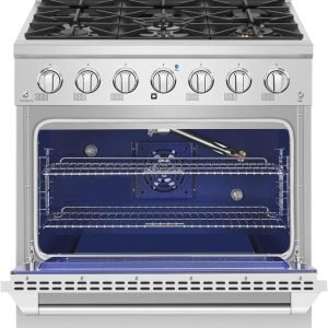 Empava Freestanding & Slide-In Gas Range, 5.2 cu. ft. Single Oven with 6 Sealed Ultra High-Low Burners, Heavy Duty Grates in Stainless Steel, 36 Inch