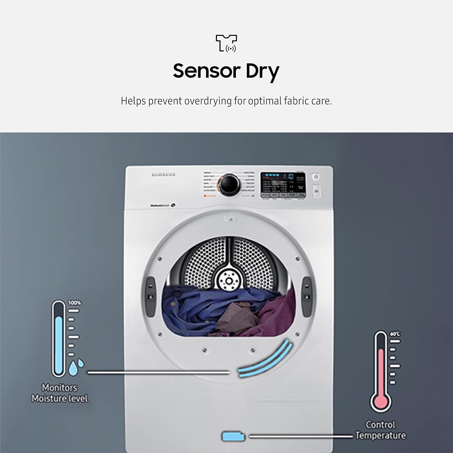 SAMSUNG 4.0 Cu Ft Heat Pump Dryer, Compact Clothes Drying Machine, Stackable for Small Spaces w/Sensor Dry, 12 Preset Cycles, 40 Minute Express Dry, DV22N6800HW/A2, White - Image 6