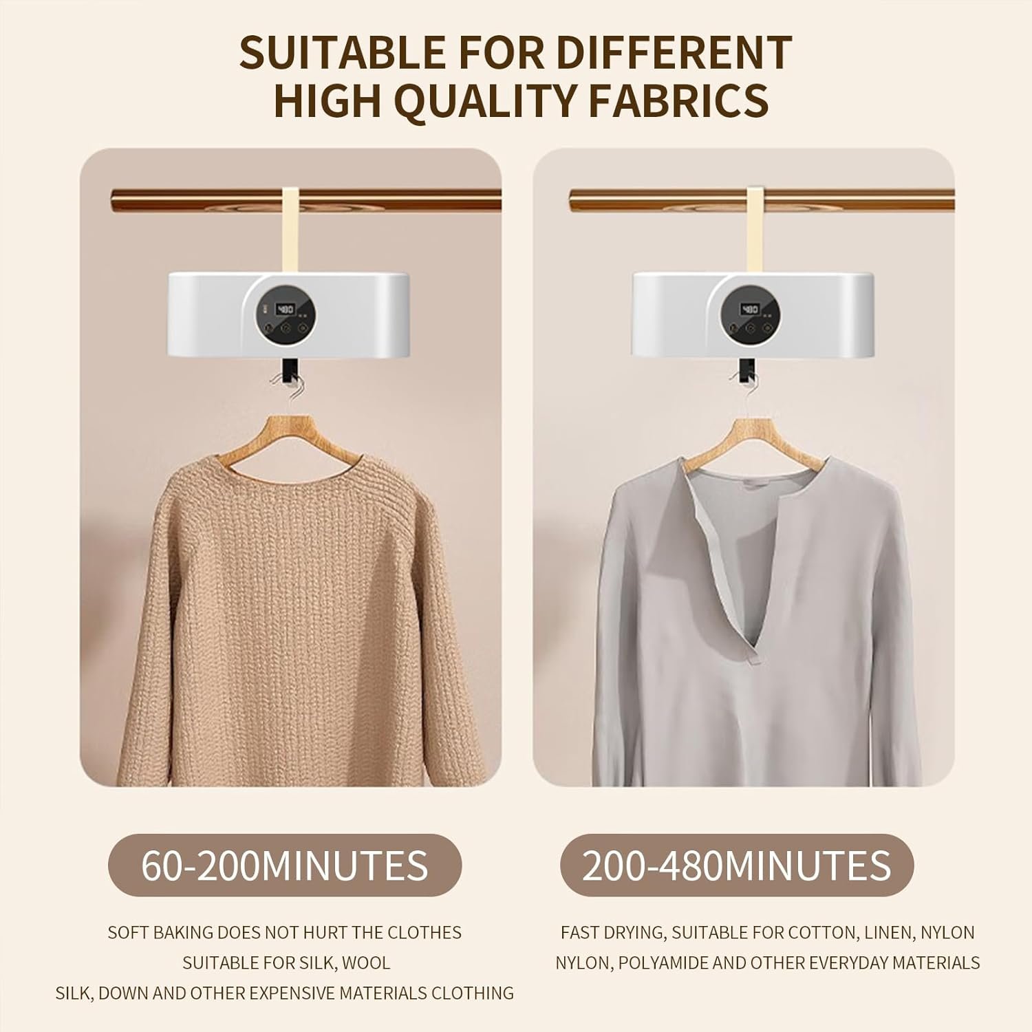 Portable Clothes Dryer, Time Setting Function&Led Light,Easy to Use, for Travel,RV, Apartment, Dorm, For Light Clothes, Underwear, Baby Clothes - Image 3