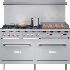 KoolMore KM-CRG60-NG 60 in. 6 Burner Commercial Natural Gas Range with 24 in. Griddle