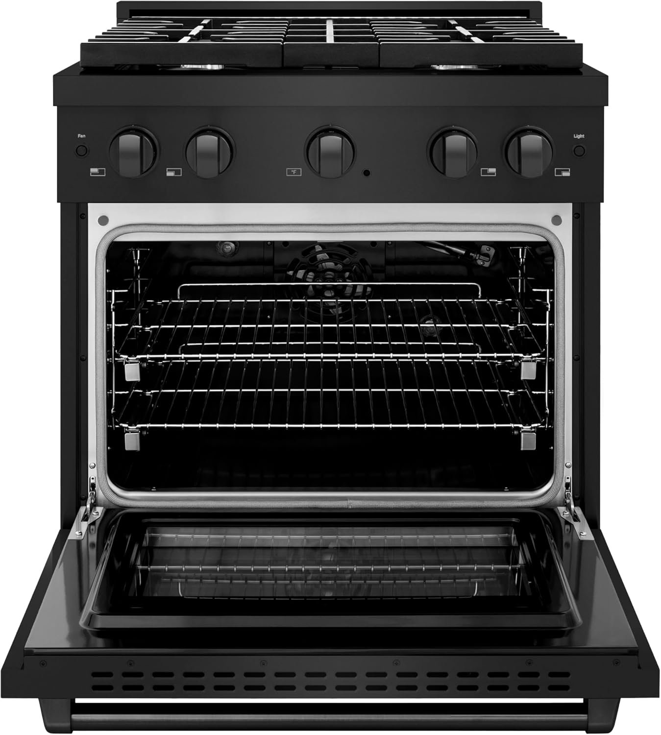 ZLINE 30 in. 4.2 cu. ft. Paramount Gas Range with 4 Burner Cooktop and Convection Gas Oven in Black Stainless Steel (SGRB-30) - Image 2