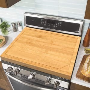 Stove Cover Board for Gas Stovetop - 29.5" x 21.25" Noodle Board Electric Stove Cover for RV Stove Top, Extra Countertop Space for Kitchen Stovetop (Bamboo)